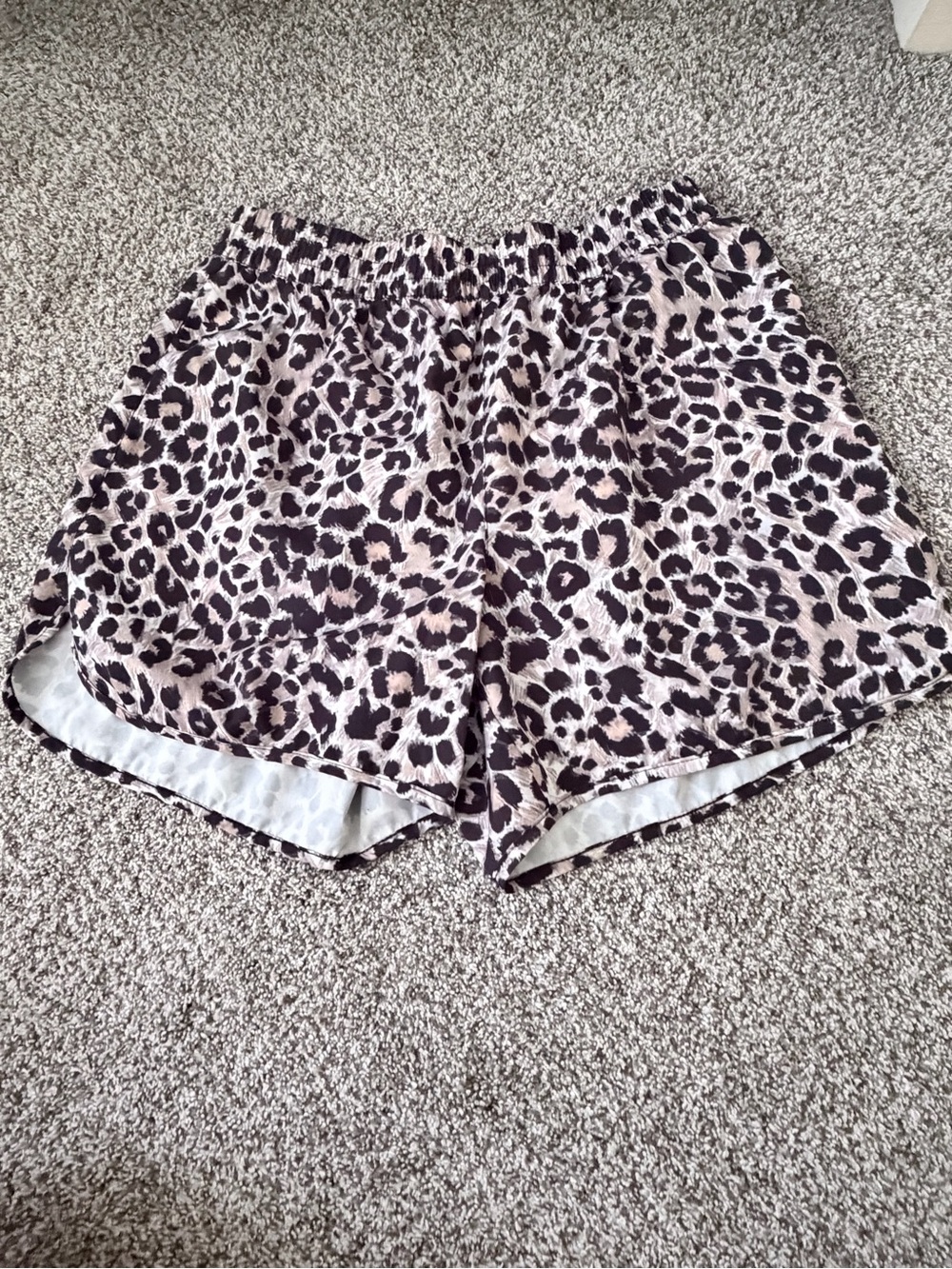 Leopard Print Lounge Shorts - Neutral Tones